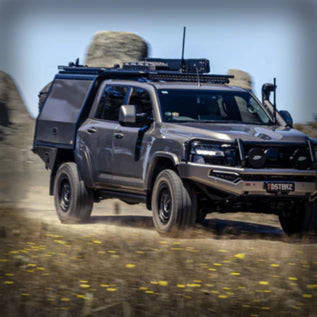 Enhanced Offroad Solutions Noons Nooons Y62 Nissan Patrol Hermosa Blue with Method Race Wheels 4WD modification specialists in Caloundra Brisbane QLD Toyota Landcruiser 300 Series Cholled with Dual Cab Ute COnversion