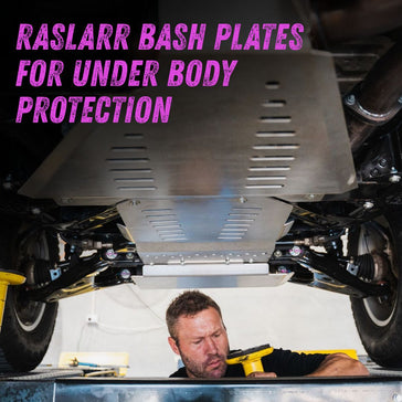 This is an image of Raslarr Bash Plates to suit Nissan Patrol Y62, made by Raslarr ENgineering. Fitted by Enhanced Offroad SOlutions in Sunshine Coast, Caloundra