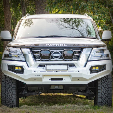 Enhanced Offroad Solutions Noons Nooons Y62 Nissan Patrol Hermosa Blue with Method Race Wheels 4WD modification specialists in Caloundra Brisbane QLD Dash Offroad Bull Bar & Light Bar